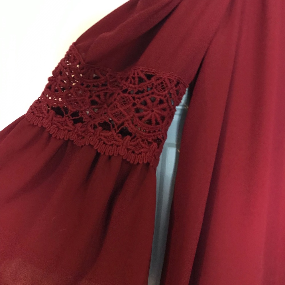 Burgundy off the shoulder dress